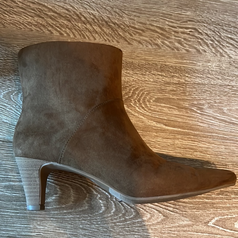 Brown suede booties